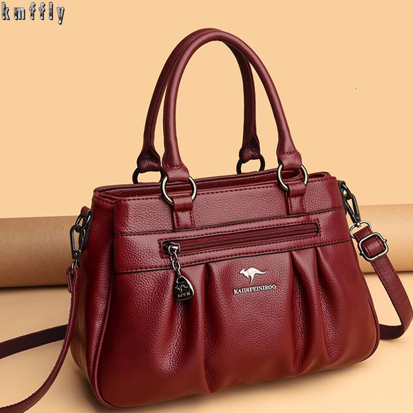 

evening bags vintage casual womens shoulder leather 3 layer large capacity tote bag ladies designer messenger 221205