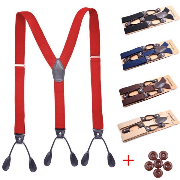 

suspenders vintage suspenders for men leather trimmed button end y back adjustable elastic shirt trousers braces straps belts men's gif, Black;white