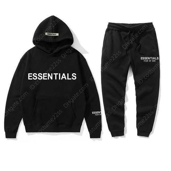 

hoodie fear double line essentials new set chest soup seal couple hooded sweater, Black