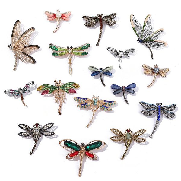 

multi styles dragonfly rhinestone brooches exquisite insects animal brooch pin costume coat accessories lapel pins gifts, Gray