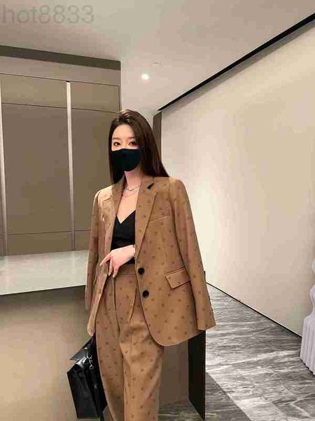 

women's suits & blazers designer high end women's autumn and winter fashionable printing suit coat high waist straight trousers ni, White;black