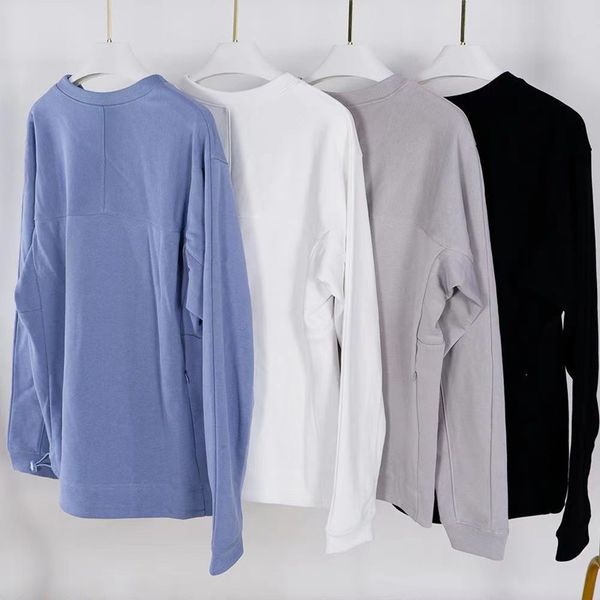

ll french terry men yoga outfit oversized crew sweatshirts sweater loose long sleeve fitness workout crew neck blouse gym