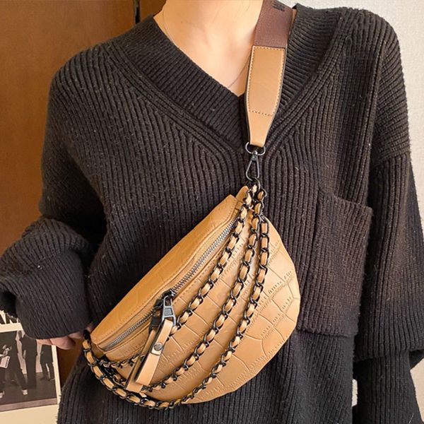 

waist bags casual for women half moon chest stone pattern leather crossbody shoulder bag outdoor travel fanny packs 221203