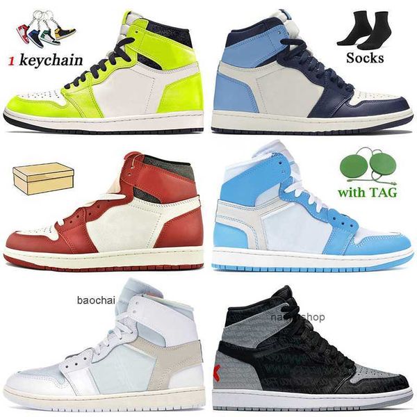 

2023 athletic outdoor sport basketball shoes 2022 women mens jumpman 1 chicago reimagined visionaire bred text 1s university blue g air og s, Black