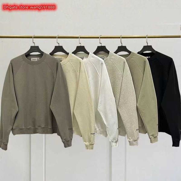 

2022 fashion brand design essential round neck sweatshirts fall winter double thread chest small letter for men women loose high street, Black