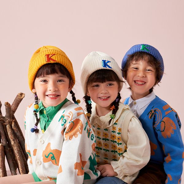 

caps hats kocotree kids winter knitted hat christmas baby warm cartoon soft letter patter toddler boys girls children 221205, Yellow