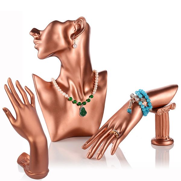 

jewelry stand rose red earrings ring necklace bracelet display 5 style mannequin 3 colors holder bangle watch storage 221205, Black
