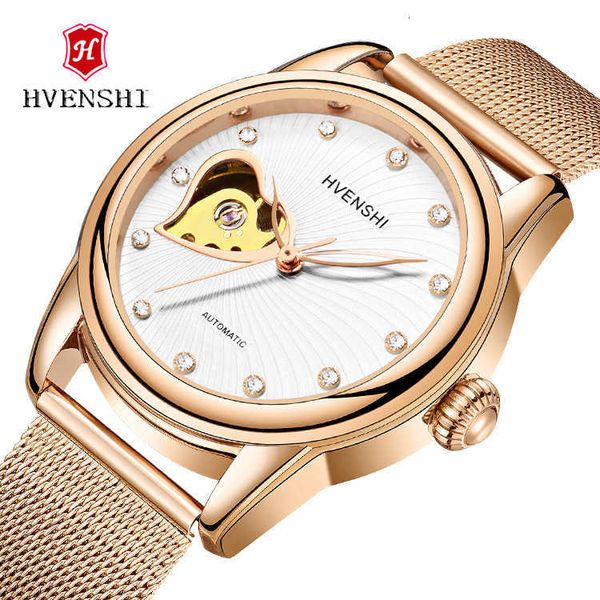 

watch wrist new mechanical watch swiss popular personality women's fully automatic business korean, Slivery;brown