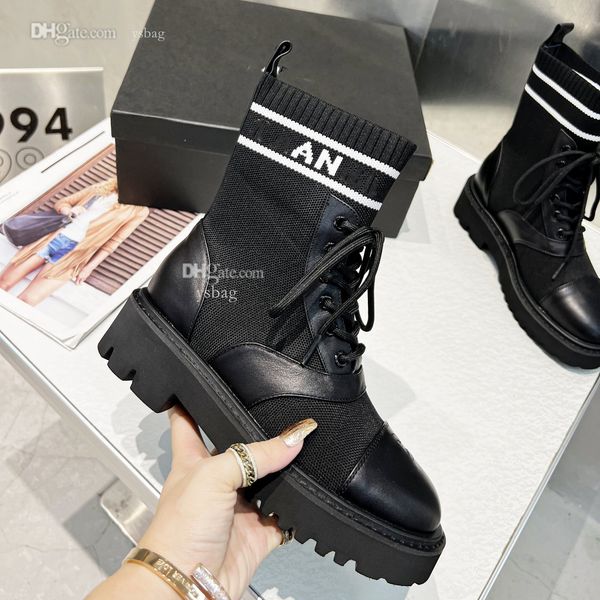 

designer boots fashion leather booties channel women winter ankle boot shoes letters woman dasfvcvd, Black