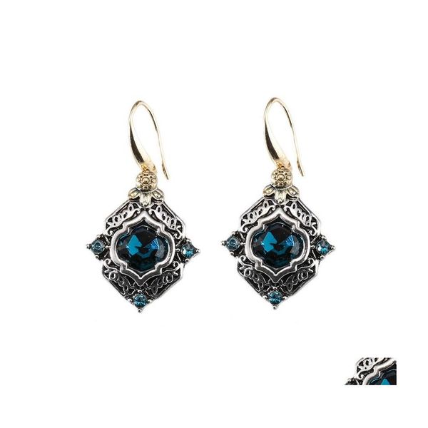 

dangle chandelier vintage women blue crystal drop dangle earrings wedding engagement rhinestone rhombus statement gift for girl c3 dhvcq, Silver