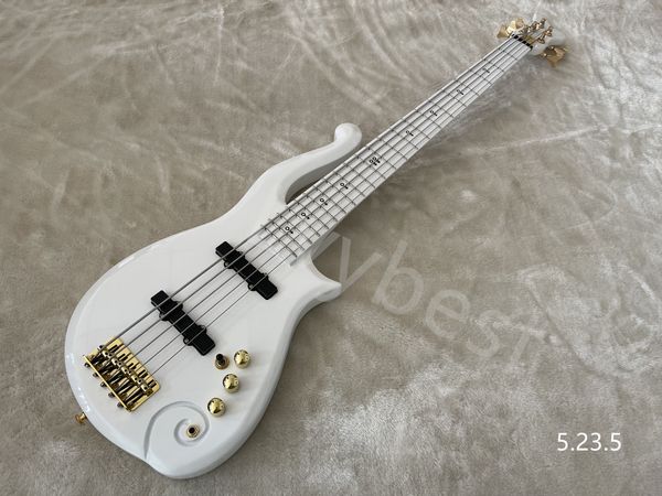 

electric guitar bass 5 strings black cover pickup gold parts and mirror cover black inlay