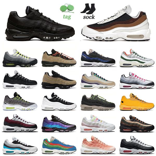 

classic designer 95 95s running shoes sports sneakers triple black dark driftwood yin yang black white khaki total orange men women outdoor