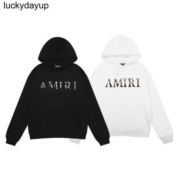

men's hoodies designer sweatshirts fashion amirs leopard cotton hoodie sweater men women streetwear hoodie, Black