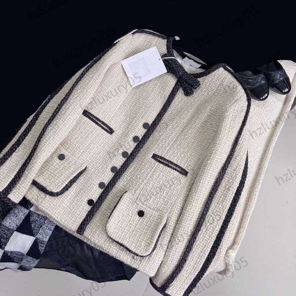 

womens jacket color contrast bow decorative braid round collar jackets custom button open long sleeve pockets coats elegant socialite style, Black;brown