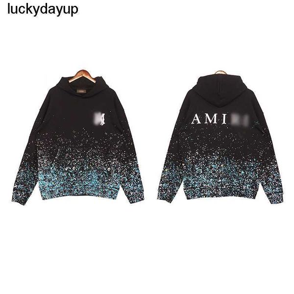 

men's hoodies designer sweatshirts amirs autumn new star splashing flower print letter lovers casual sweater hoodie, Black