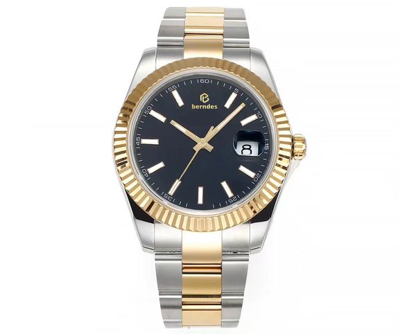 

men's watch automatic mechanical movement super luminous stainless steel watchband sapphire glass deep waterproof, Slivery;brown
