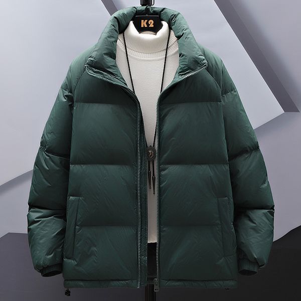 

men s down parkas basic winter coat warm thicken cotton solid color jacket casual stand collar puffer for man 221205, Black