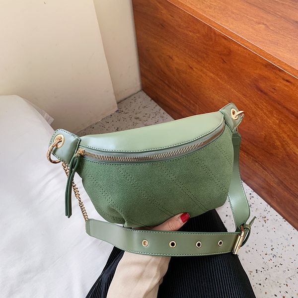 

waist bags solid colour frosting pu leather for women sewing thread fanny pack female ladies chain shoulder chest bag 221203