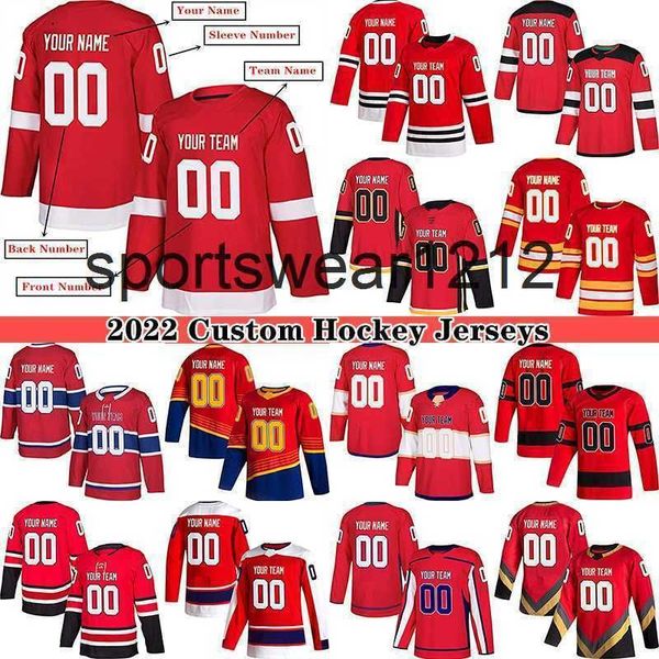 

2022 custom hockey jersey for men women youth s-4xl authentic embroidered name numbers - design your own hockey jerseys, Black;red