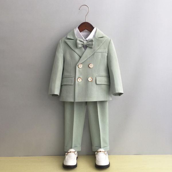 

suits child formal dress suit set autumn winter boys wedding baby first birthday performance costume kids jacket pants bowtie clothes 221205, Black