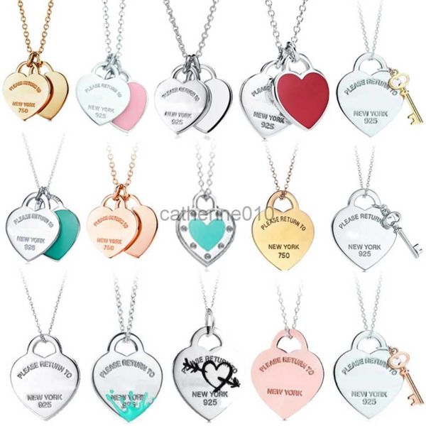 

pendant necklaces original s925 sterling silver tiff new double heart necklace for women ins fashion jewelry first choice exquisite holiday