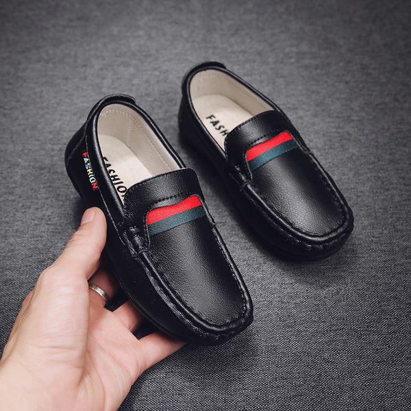

sneakers genuine leather children s kids dress shoes for boys baby girls mocassins fashion casual flat slip on mini loafers 221205, Black;red