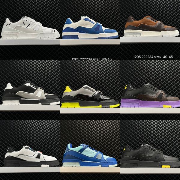 

designer low leather denim trainer men's sneakers virgil casual shoes calfskin leather abloh black white green red blue brown overlays