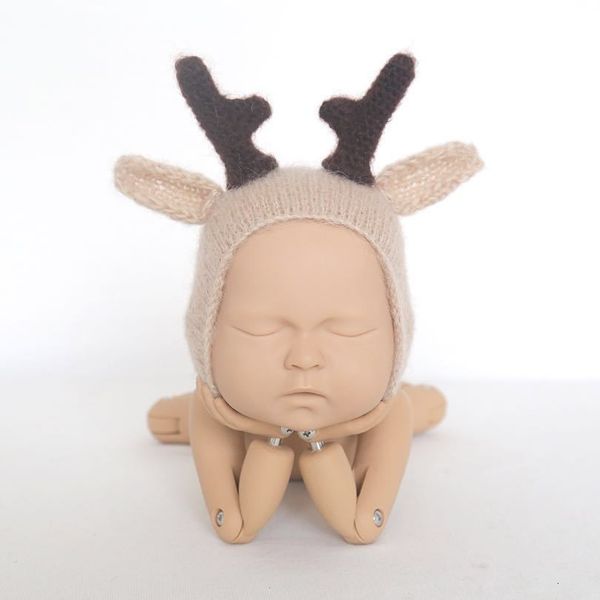 

caps hats crochet mohair born reindeer bonnet christmas baby girl deer hat p ography props shower gift 221205, Yellow
