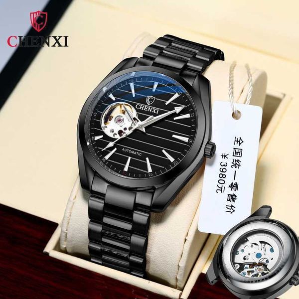 

watch wrist chenxi brand high-end men's hollow out mechanical waterproof full-automatic, Slivery;brown