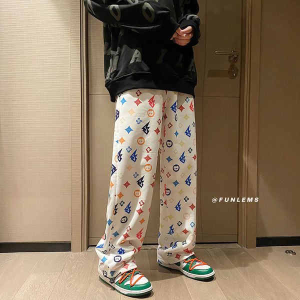 

men's pants new lightning printed long pants men elastic waist harajuku streetwear men loose hip hop sweatpants autumn casual pants s-2, Black