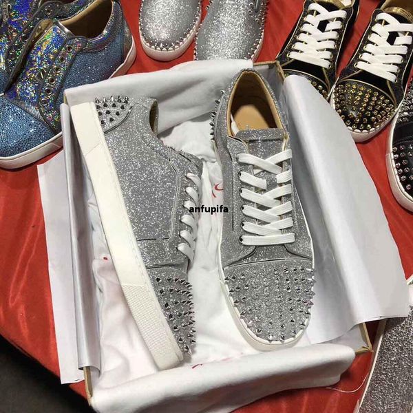 

red bottomed christians famous s/s seavaste 2 orlato spikes sneakers shoes men's low casual skateboard couple designer trainers eu odc, Black