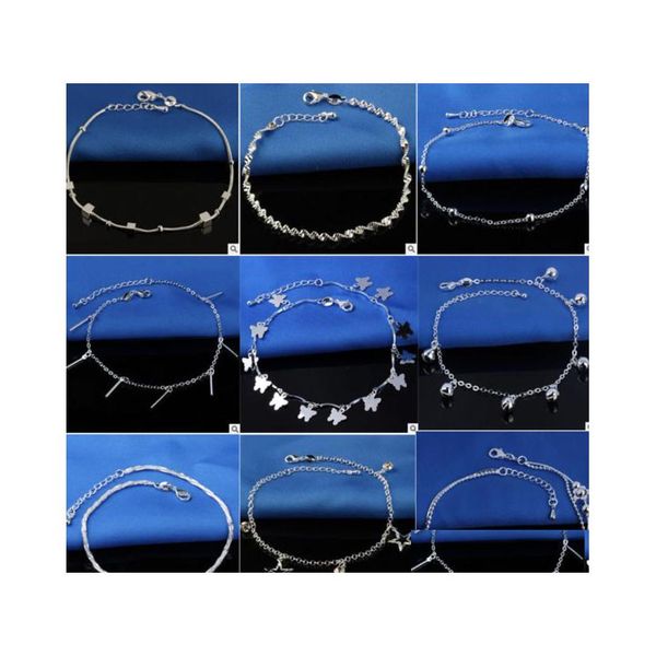 

anklets jewelry 925 sterling sliver ankle for women foot inlaid zircon anklets bracelet drop delivery 2021 hxltk otlcp, Red;blue