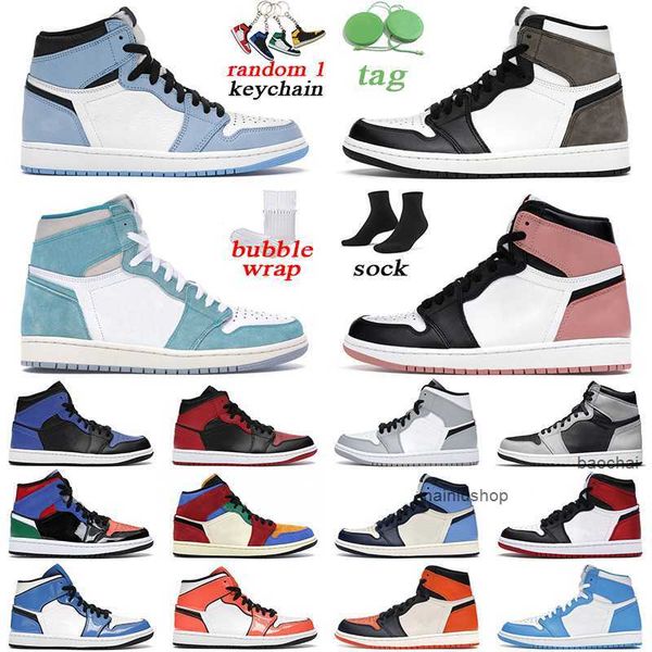 

2023 shoes university blue 1s men women jumpman 1 basketball shoes hyper royal turbo green obsidian m air og shoe, Black