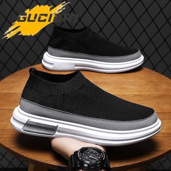 

height increasing shoes men breathable mesh low outdoor sports flat lazy non-slip loafers running casual fashion shoe 221203, Black;white