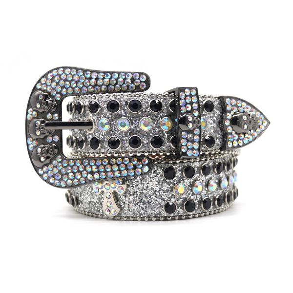 

belt for mens designer belt womens bb belts high grade glass diamond alloy needle buckle waistbands luxury beaded skull personalized punk st, Black;brown