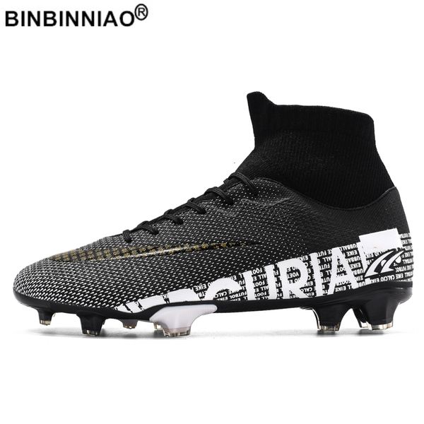 

safety shoes binbinniao men soccer kids tf/fg high ankle football boots cleats grass training sport footwear sneakers 221205, Black;brown