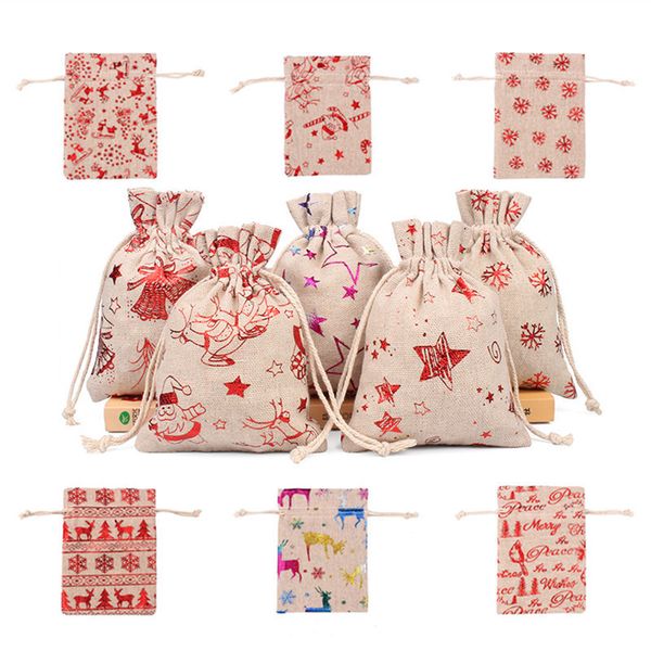 

jewelry pouches bags 50pcs 10x14 13x18cm burlap christmas gift bag packaging wedding party decoration drawable sachet 55 221205, Pink;blue