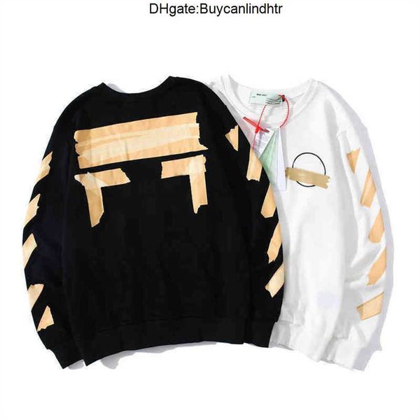 

men's luxury classic pullover sweatshirts women brand offs hoodies sweater men arrow cross letter print street trend sweatshirt loose, Black