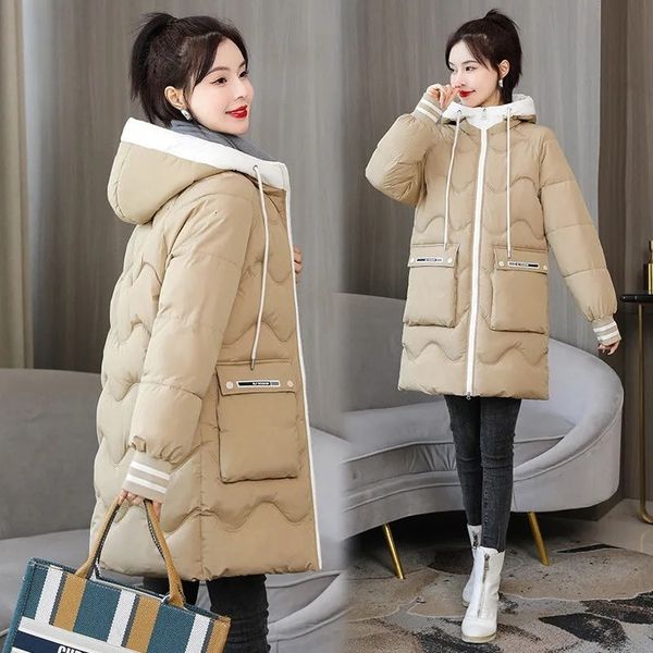 

women s down parkas cotton jacket winter hooden padded coat korean loose warm thicken windproof outwear 221205, Black