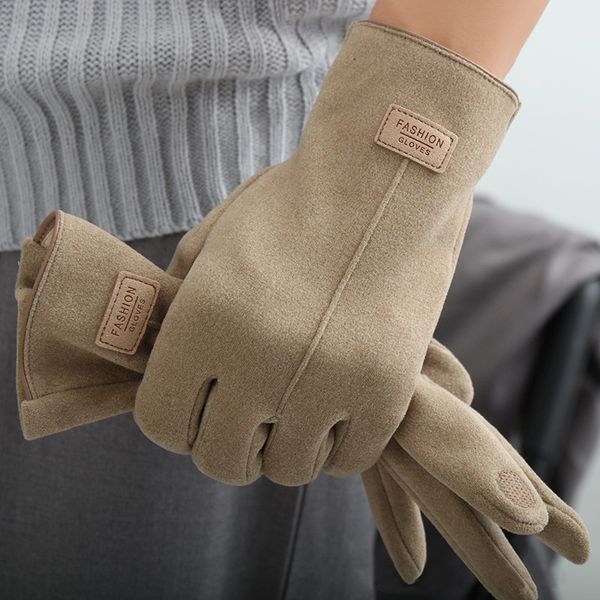 

five fingers gloves winter keep warm touch screen plus velvet inside suede mens fashion simple solid thicken man outdoor cycling drive 22120, Blue;gray