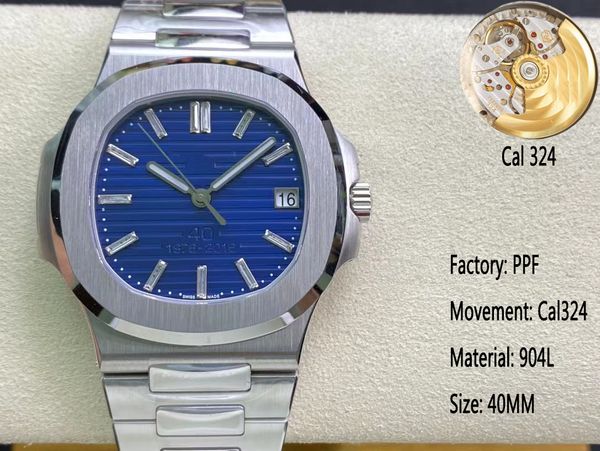 

ppf factory produces the 40th anniversary men's watch cal.324se integrated automatic mechanical movement 8.6mm ultra-thin sapphire glas, Slivery;brown