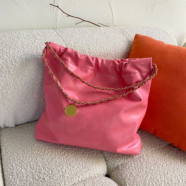

luxury messenger bag black shopping bags waxed leather pink gold hardware designer oneshoulder ladies commuting cute chain fashion leather g