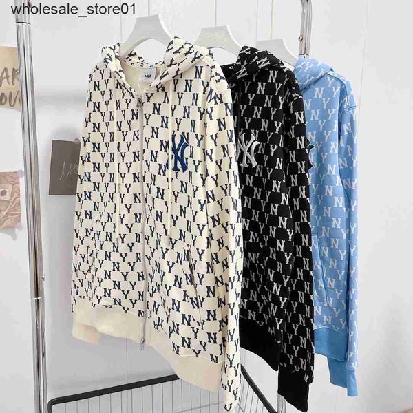 

men's hoodies designer sweatshirts autumn new fashion brand zipper mlb hooded sweater fashion loose hoodie, Black