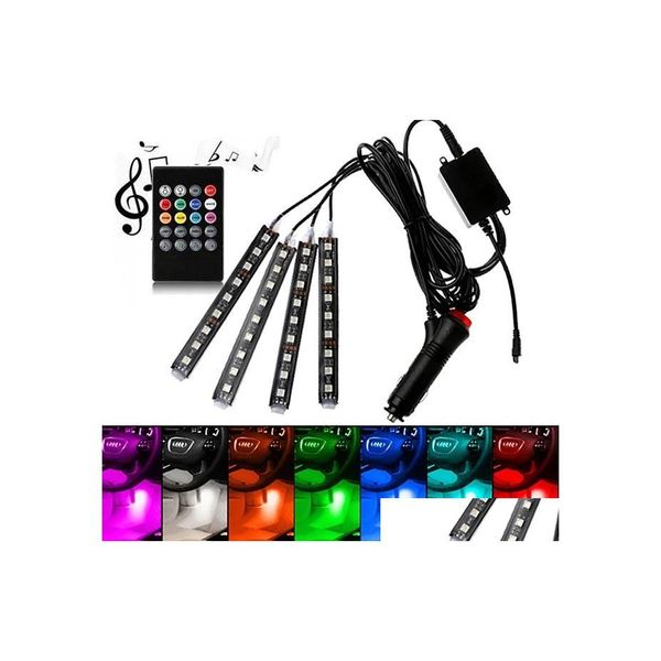 

other interior accessories car led light rgb interior lights music sync rhythm sound active function and wireless remote control dro dhlw3