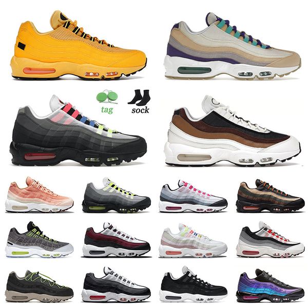 

designer mens women 95 running shoes big size 12 nyc dark driftwood laser fuchsia iron grey yin yang black white max 95s men sports outdoor