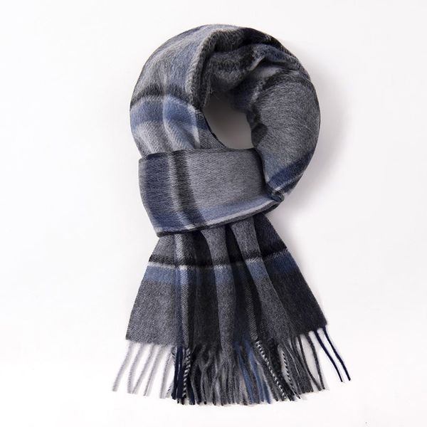 

scarves 100 wool scarf men winter warm neck scarves classic business designer scarf shawls luxury striped plaid blue foulard hommes 221205, Blue;gray