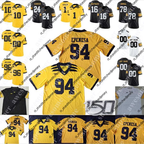 

american college football wear iowa hawkeyes jersey mekhi sargent tyrone tracy jr noah shannon dillon doyle jayden mcdonald alaric jackson d, Black