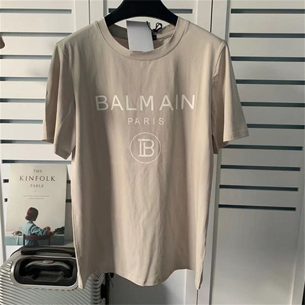 

balmain designer mens t shirt polo shirt letter print crew neck short sleeve fashion brand loose t-shirt black white grey asian size xs-2xl, White;black