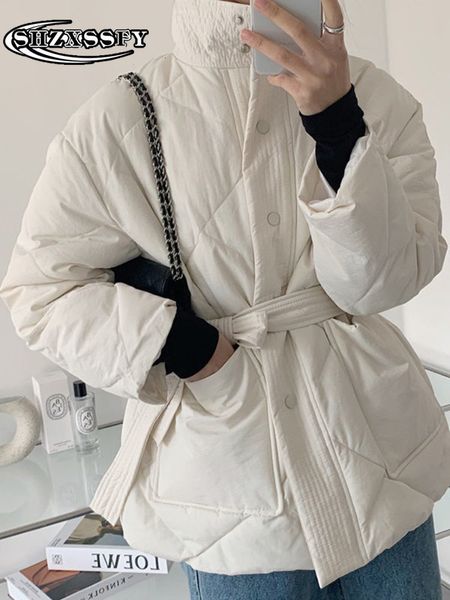 

women's down parkas winter jacket turtleneck keep warm fashion s for solid casual waistband single breasted 221205, Black