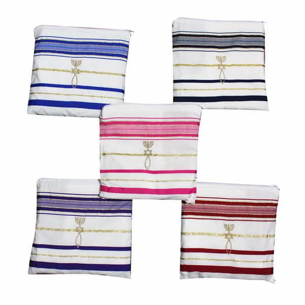 

scarves jkrising jedaica tallit shawl israel talit scarf with talis bag polyester wraps prayer 50x180cm 221205, Blue;gray